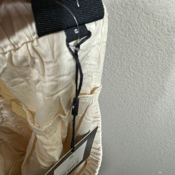 Bitte Kai Rand Small Senmei Crinkle Midi Skirt Beige Cotton Blend Elastic Waist - Picture 11 of 12